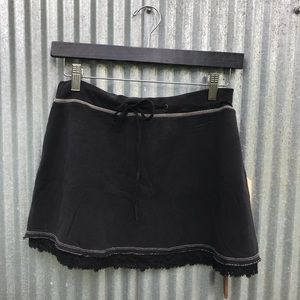 Da-Nang Black Knit Skirt with Crochet Trim
